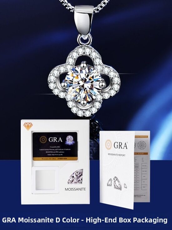 None Jewelry - Certified 1ct. t.w. Moissanite Necklaces GRA D Genuine Moissanite For Women